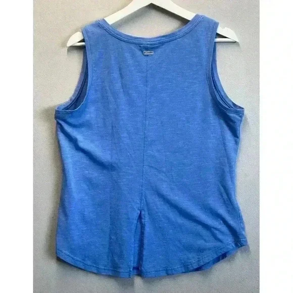 Columbia Women's Size Large Cades Cape Blue Tank Top Split Lower Back - Picture 2 of 7